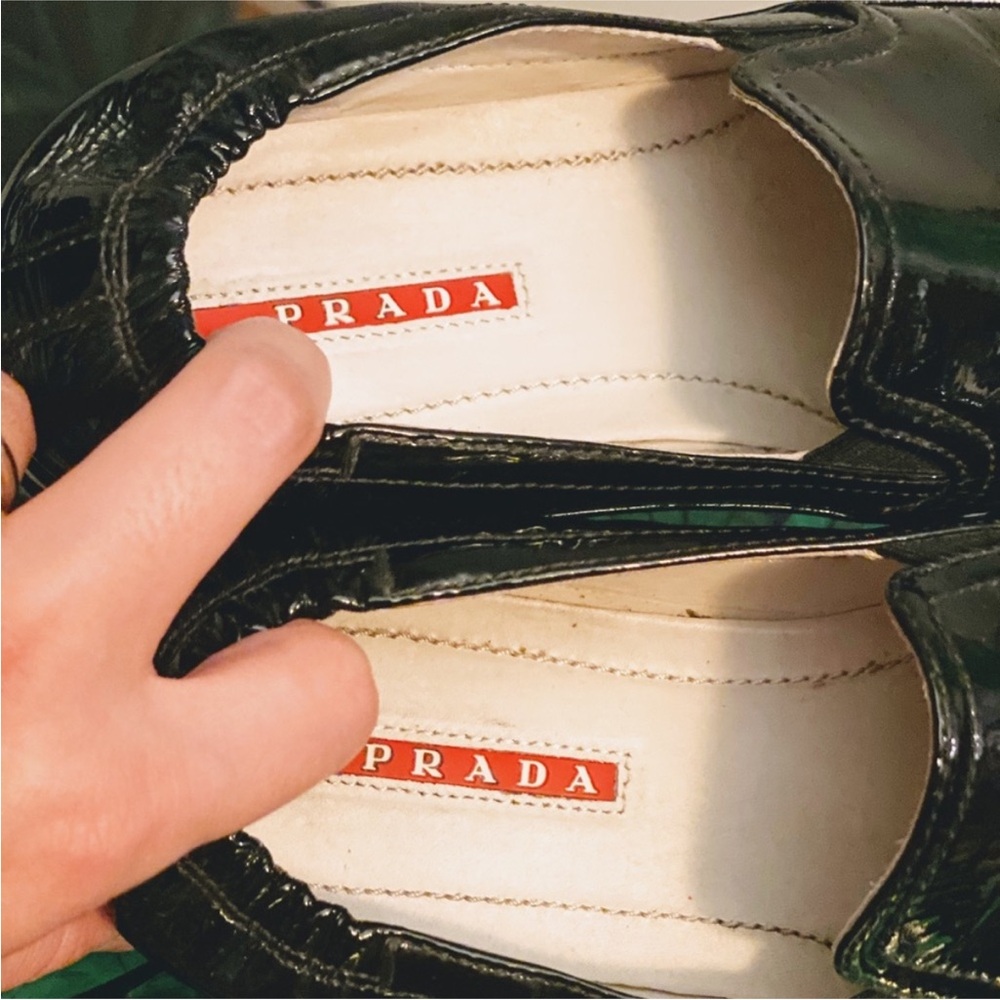 Prada Scarpe Black Patent Leather Women's Slip-On Loafers - Picture 2 of 6